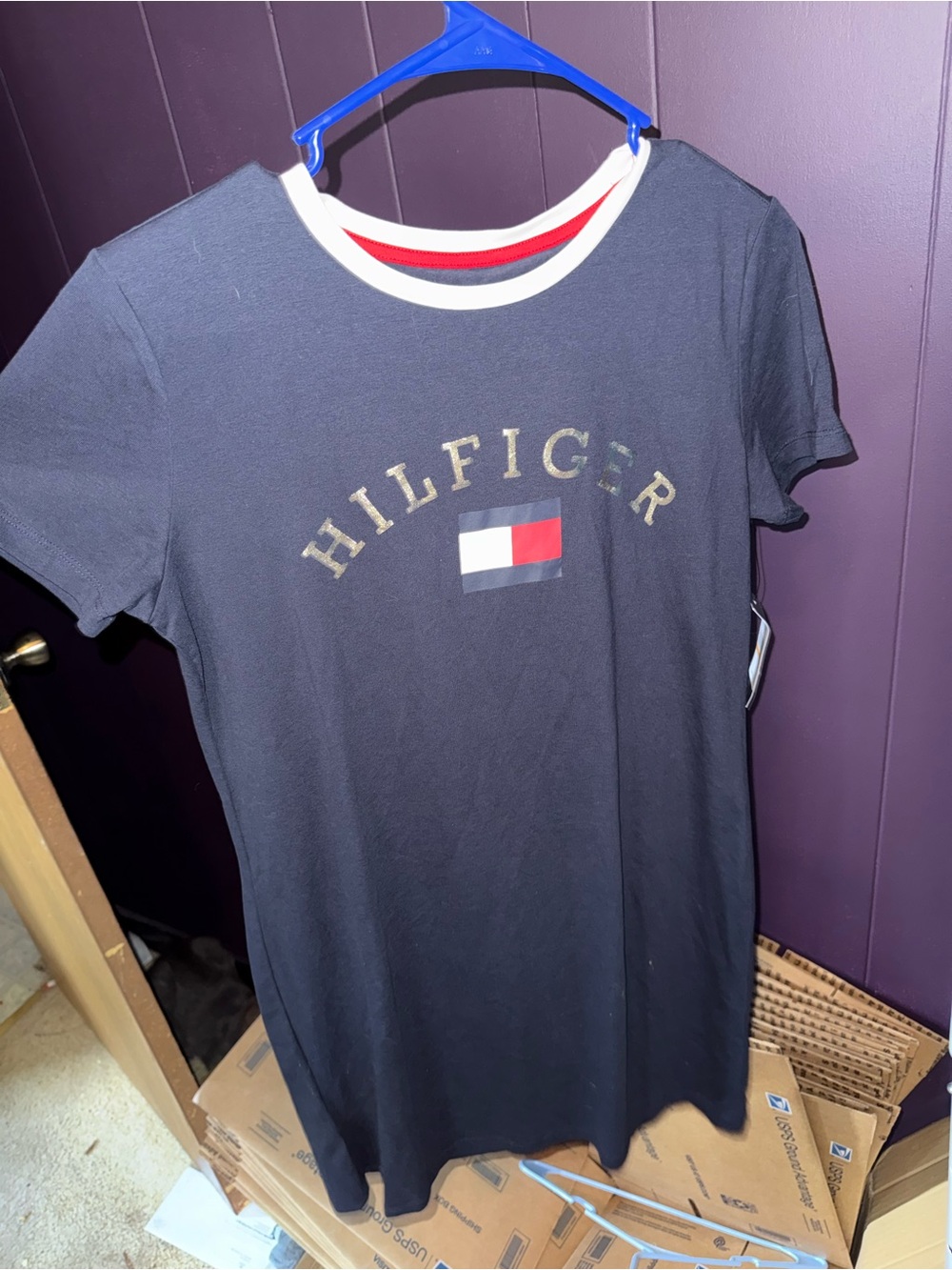 Tommy Hilfiger Navy Tee with Red and White Trim